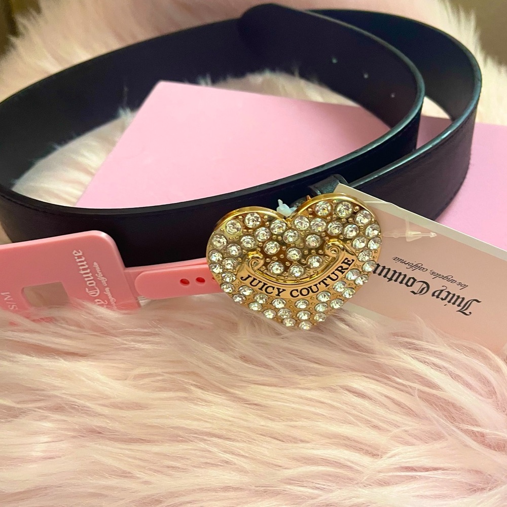 Juicy Couture rhinestone heart buckle belt NWT